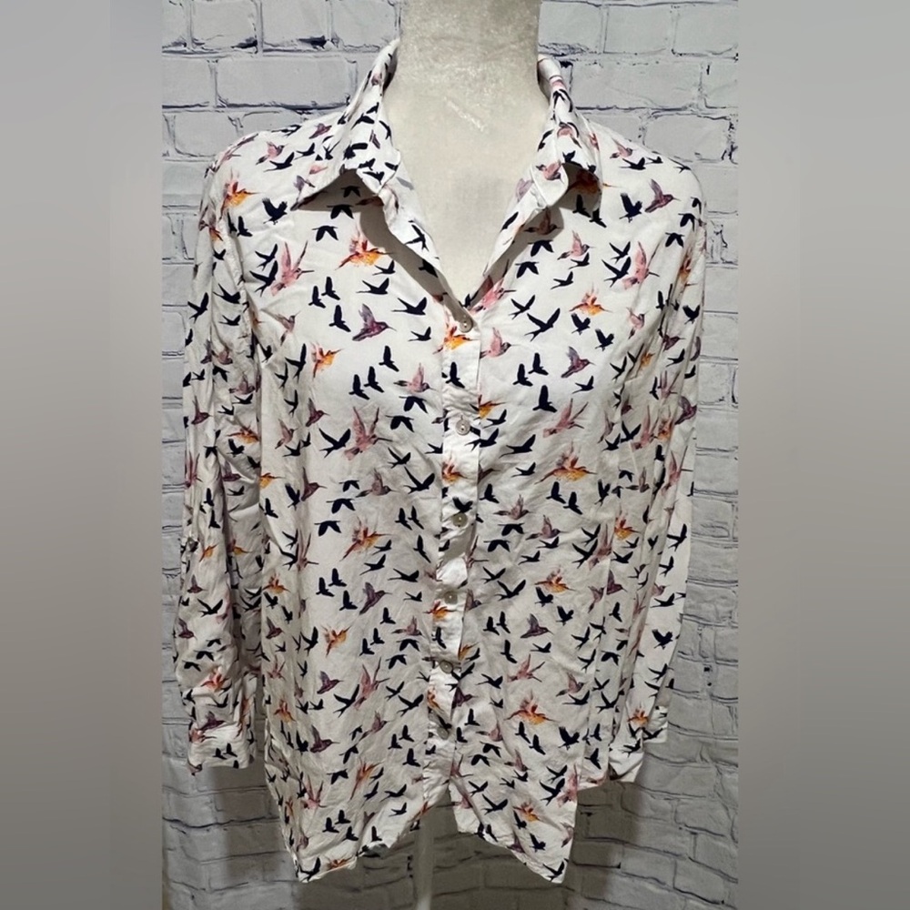 Jane and Delancey bird print top 2X